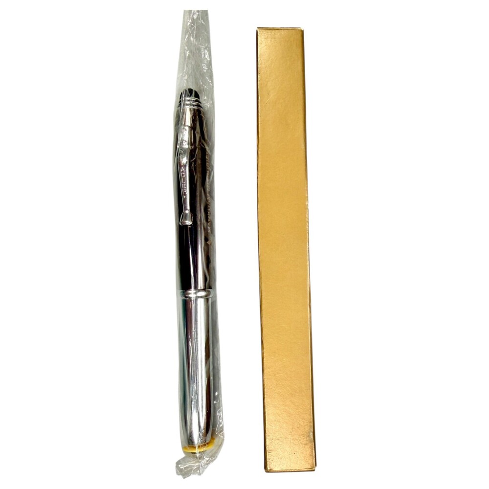 Adler LED Lighted Tip & Stylus Ballpoint Pen Metal Chrome Sealed w/Advertising